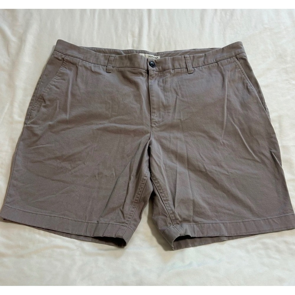 Hawker Rye Mens Stretch Chino Shorts Taupe Brown Flat Front 40x9 Casual Summer